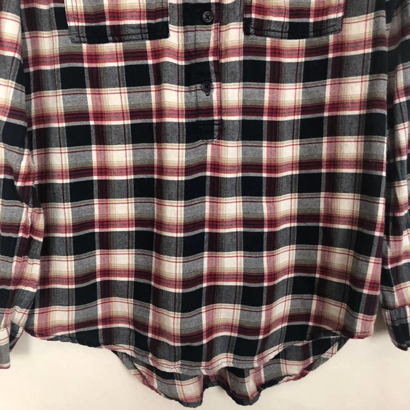 Beach Lunch Lounge 1/2 Button Plaid Women's Shirt - Picture 4 of 10